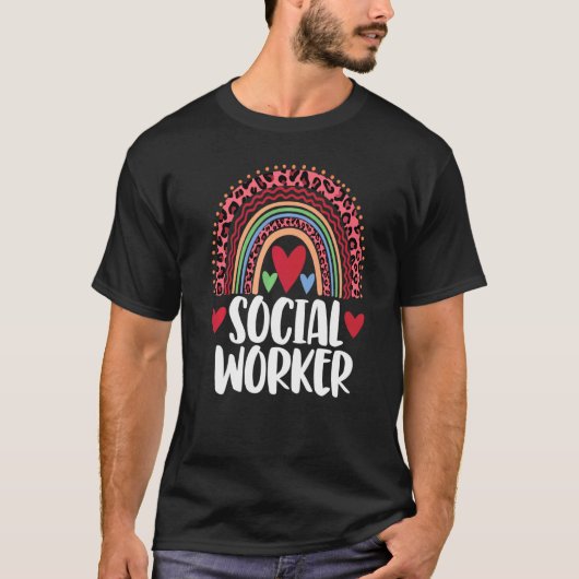 T-shirt Social Worker Rainbow Femmes Leopard Rainbow Love (Devant)