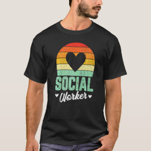 T-shirt Social Worker Retro Heart Social Work Graphisme