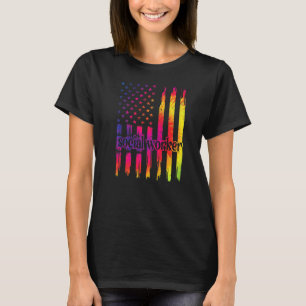 T-shirt Social Worker Us Mois du drapeau Travailleurs soci