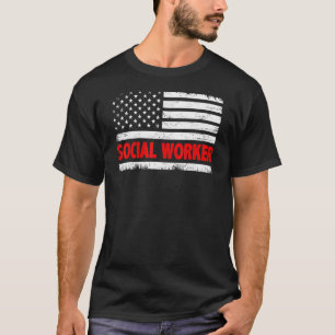 T-shirt Social Worker USA Drapeau 4 juillet citoyen améric