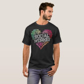 T-shirt Social Worker Word Cloud Coeur Travail social Cade (Devant entier)