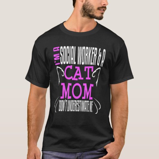 T-shirt Social Worker Work Cat Mom MSW Graduation Masters  (Devant)