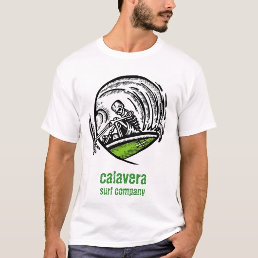 T-shirt société de surf de calavera - chemise de logo (Devant)