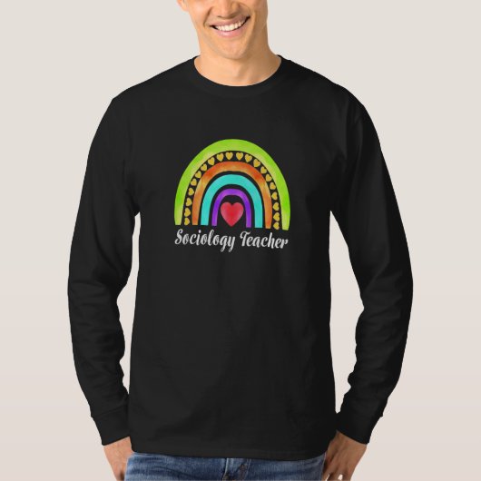 T-shirt Sociology Teacher Hearts & Rainbows Premium (Devant)