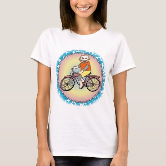 T-shirt Sock Monkey Bicycle (Devant)