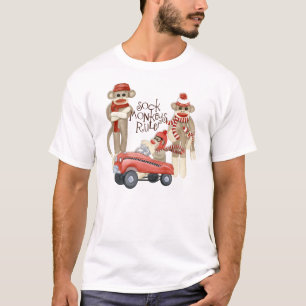 T-shirt Sock Monkey Pedal Car, Sock Monkeys Rule T Shirt