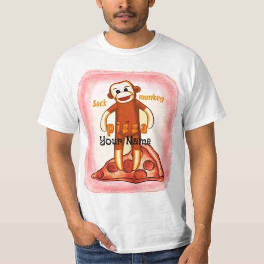 T-Shirt Sock Monkey Pizza (Devant)