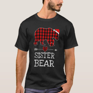 T-shirt Soeur Bear Buffalo Plaid Père Noël Flèche de Noël