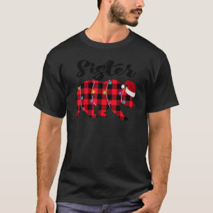T-shirt Soeur Bear Buffalo Rouge Luminaires Plaid Noël Paj