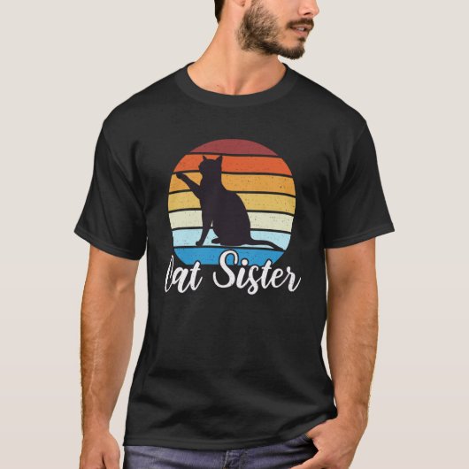 T-shirt Sœur Chat Rétro Vinatge (Devant)