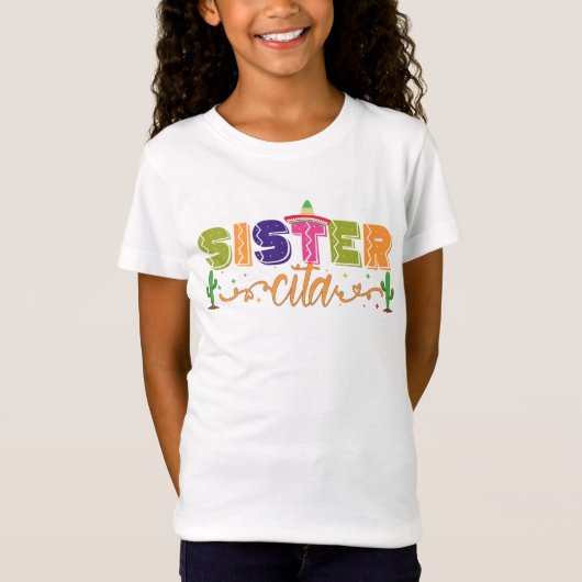 T-Shirt Soeur Correspondant 1er anniversaire Fiesta Party, (Devant)