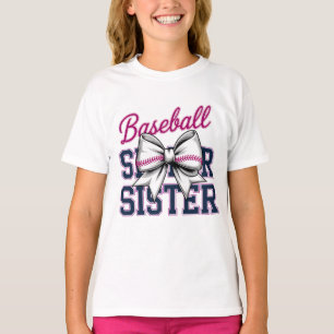 T-shirt Soeur De Baseball Coquette Bow Fan Girls Les Plus