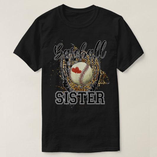 T-shirt Soeur de baseball Leopard Funny Softball Maman (Design devant)