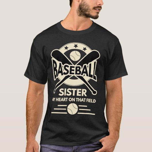 T-shirt Soeur De Baseball Mon Coeur Est Sur Ce Terrain (Devant)