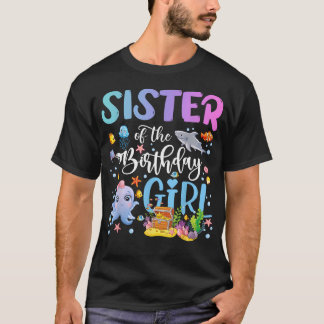 T-shirt Sœur de la fille qui fête son anniversaire Poisson
