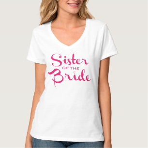T-shirt Soeur de la mariée rose sur blanc