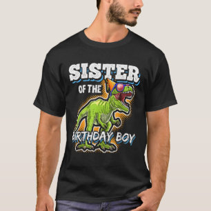 T-shirt Soeur de l'anniversaire garçon jumelé famille Dino