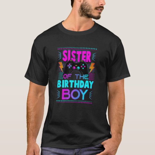 T-shirt Soeur De L'Anniversaire Garçon Matching Vidéo Jeu  (Devant)