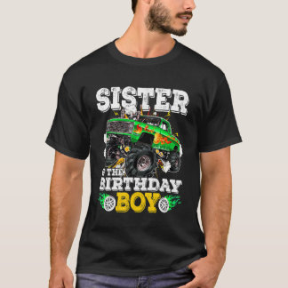 T-shirt Soeur De L'Anniversaire Garçon Monster Camion Anni