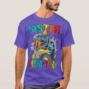T-shirt Soeur De L'Anniversaire Garçon Monster Camion Dino