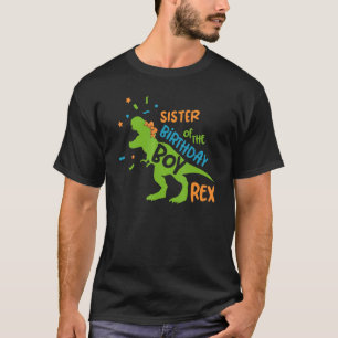 T-shirt Soeur De L'Anniversaire Garçon Rex Rawr Dinosaur N