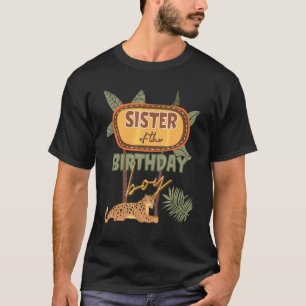 T-shirt Soeur De L'Anniversaire Garçon Safari Thème Corres