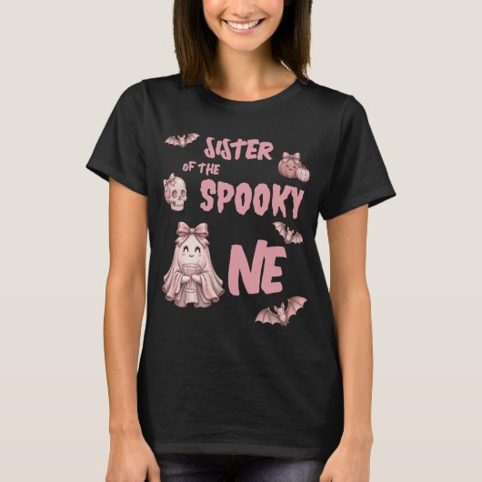 T-shirt Sœur de l'unique effrayant Fête rose de l'Hallowee (Devant)