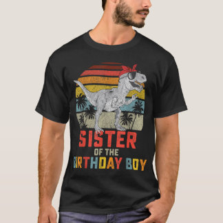 T-shirt Soeur Dinosaure de l'Anniversaire Garçon qui corre