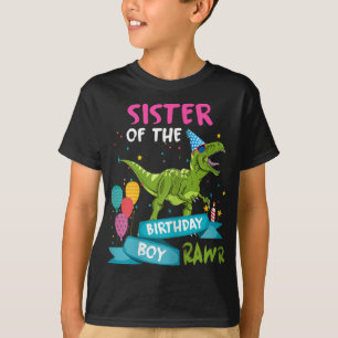 T-shirt Soeur du garçon d'anniversaire TRex Dinosaure corr