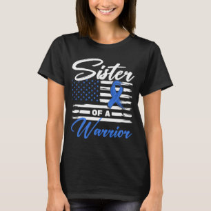 T-shirt Sœur d'un guerrier drapeau américain cancer du côl