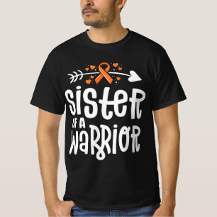 T-shirt Soeur D'Un Guerrier Orange Famille Leucémie Cancer