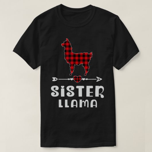 T-shirt Soeur Llama Pyjama de Noël Buffle Rouge Plaid Fa (Design devant)