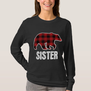 T-shirt Soeur Ours Pyjama de Noël Rouge Plaid Buffalo Fam