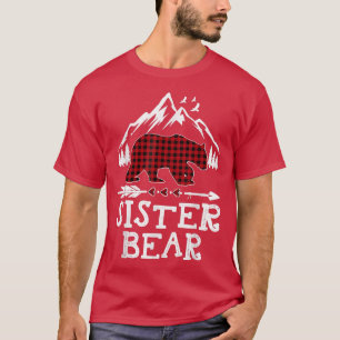 T-shirt Soeur Ours Pyjama de Noël Rouge Plaid Buffalo Fam