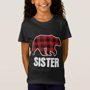 T-Shirt Soeur Ours Pyjama de Noël Rouge Plaid Buffalo Fam
