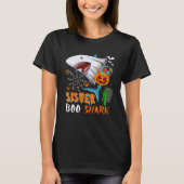 T-shirt Soeur Shark Boo Halloween Shark Boo Ghost Candy P (Devant)