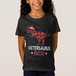 T-Shirt Soeur T-Rex Red Plaid Buffalo Christmas Dinosaur