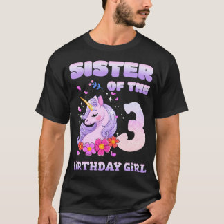 T-shirt Soeur Unicorne Mignonne De La 3E Fille Anniversair