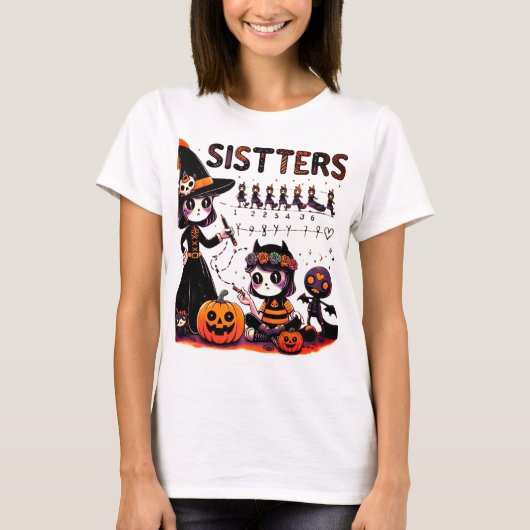 T-shirt Soeurs d'Halloween - Pratique Éffrayante d'écritur (Devant)