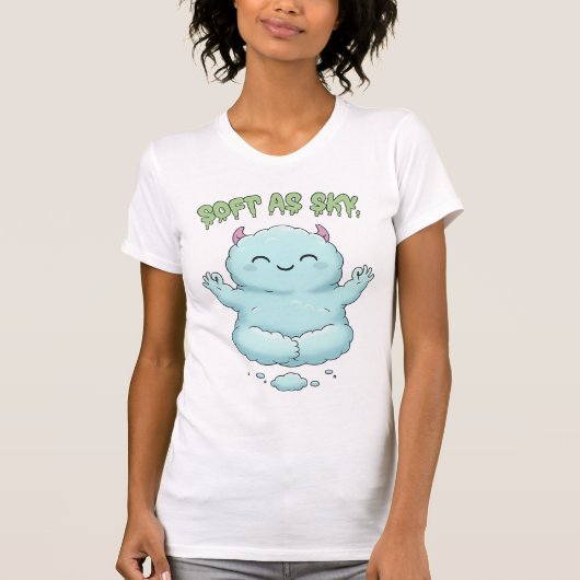 T-shirt Soft as Sky: Kawaii Cloud Monster Zen Yoga & Medit (Devant)