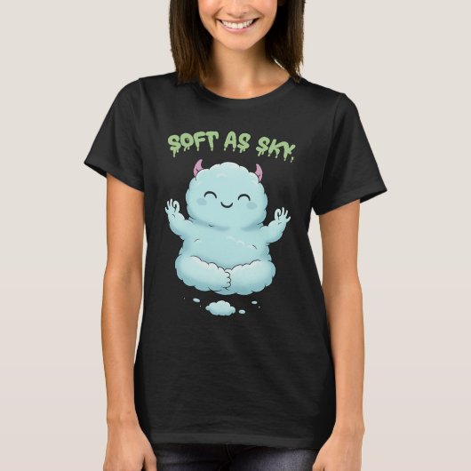 T-shirt Soft as Sky: Kawaii Cloud Monster Zen Yoga & Medit (Devant)