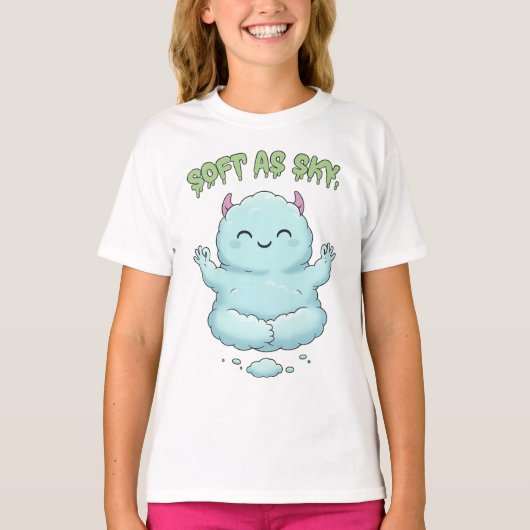 T-shirt Soft as Sky: Kawaii Cloud Monster Zen Yoga & Medit (Devant)