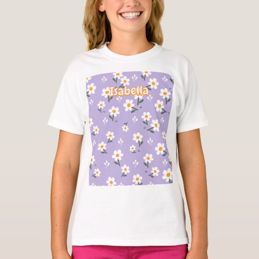 T-shirt Soft Lavender Daisy Bloom Aesthetic for Girls (Devant)