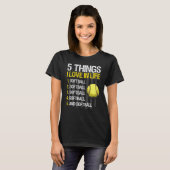T-shirt Softball 5 choses que j'aime dans Live Drapeau Usa (Devant entier)