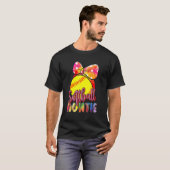 T-shirt Softball Auntie Cute Softball Bow Cravate Softball (Devant entier)