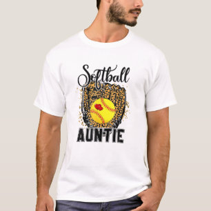 T-shirt Softball Auntie Leopard Jour Tante Mère Softb