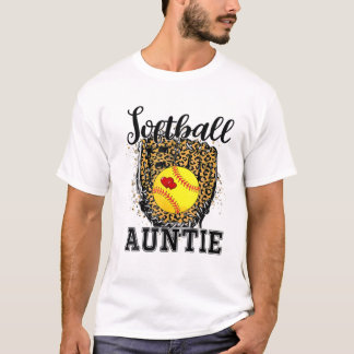 T-shirt Softball Auntie Leopard Jour Tante Mère Softb