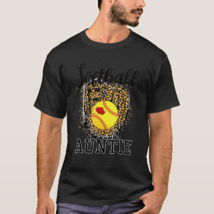 T-shirt Softball Auntie Leopard Jour Tante Mère Softb