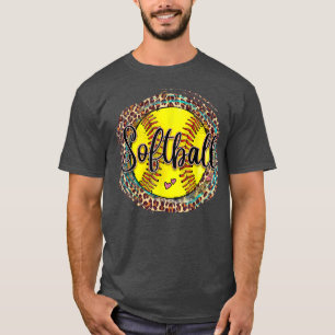 T-shirt Softball Avec Leopard Arrière - plan Pour Softball