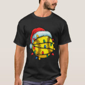 T-shirt Softball Ball Santa Hat Christmas Softball Xmas Li (Devant)